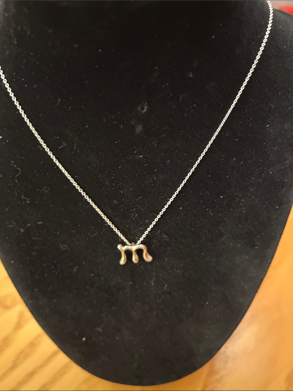 Tiffany & Co. Sterling Silver 'm' Initial Necklace in Silver 16” chain